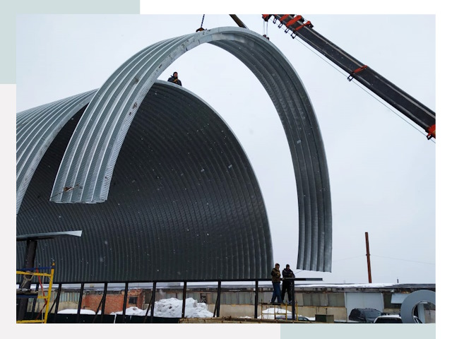 Полукруглые ангары в Шарыпове